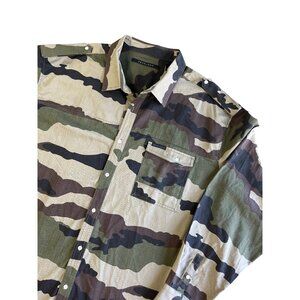 Sean John Camo Button-Up Shirt Long Sleeve 4XB Green Brown Mens Casual Style